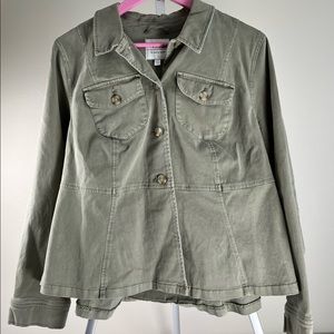Torrid Olive Green Peplum Military Style Jacket Size 2